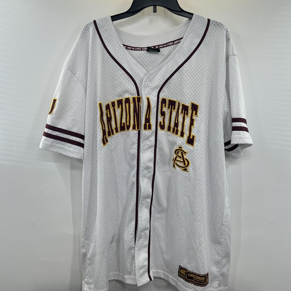 Arizona State Sun Devils Baseball Jersey Mens Size 2XL XXL White ASU SS Mesh